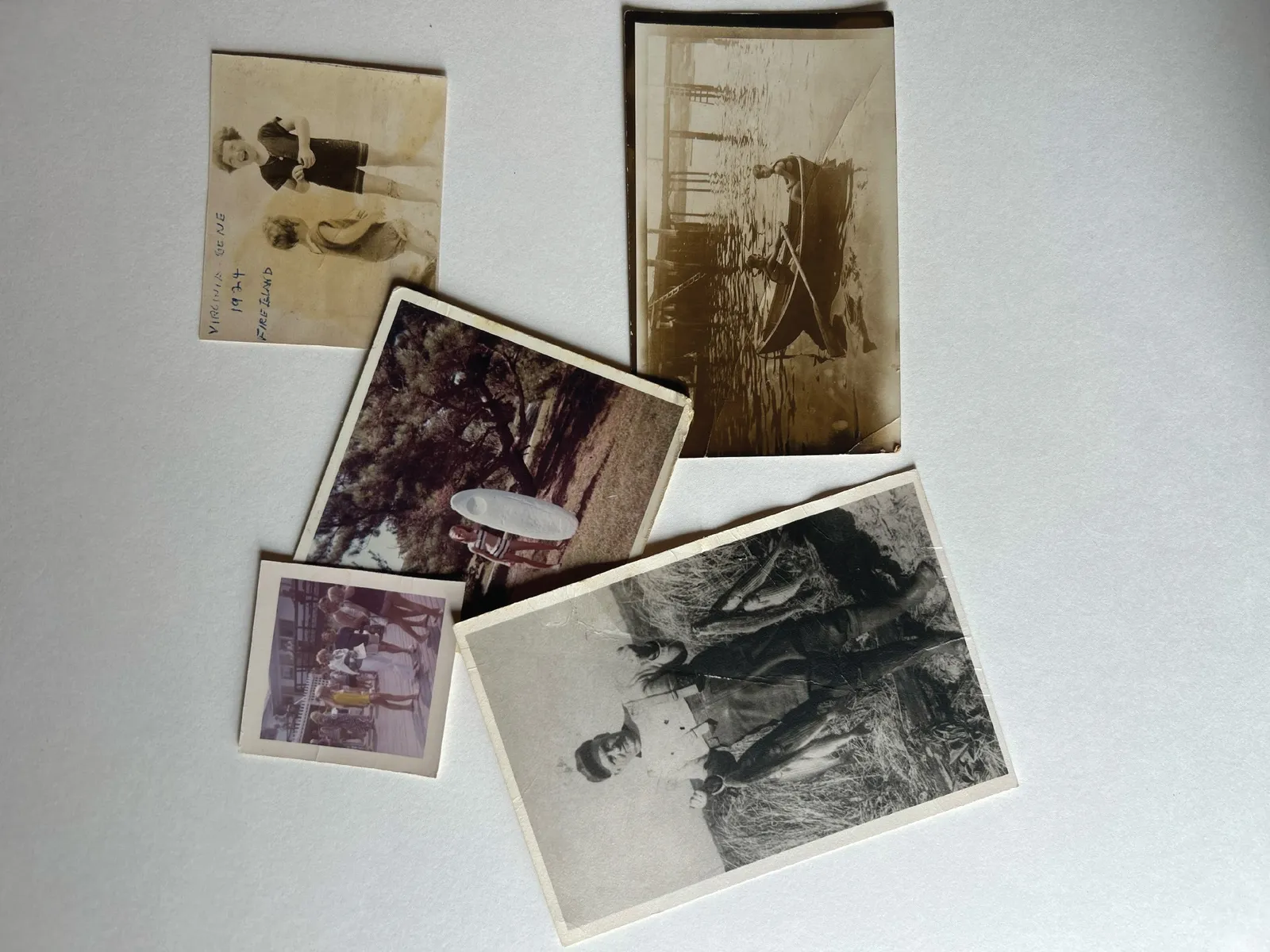 A collection of family photographs from five generations on Fire Island, laid out like an open album